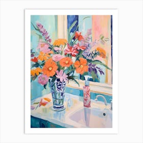 A Vase With Peacock Flower, Flower Bouquet 1 Art Print