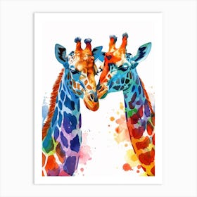 Giraffe Pair Watercolour 2 Art Print