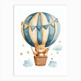 Teddy Bear In Hot Air Balloon Art Print