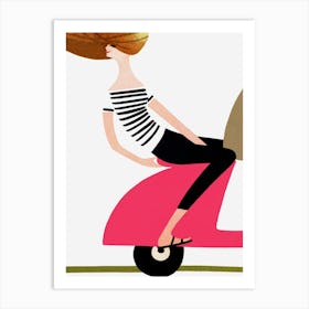 Girl On A Scooter Vintage Poster Art Print