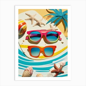 Sunglasses And Shells Art Print