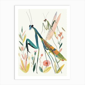 Colourful Insect Illustration Praying Mantis 10 Art Print