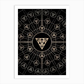 Geometric Glyph Radial Array in Glitter Gold on Black n.0178 Art Print