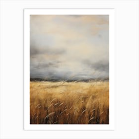 Vintage Neutral Hay Field Art Print