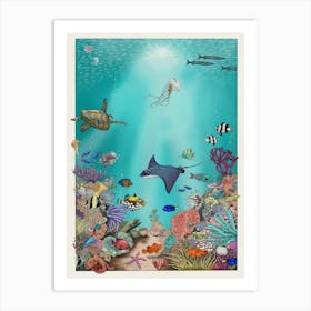Under The Sea Coral Reef Ocean Diving Art Print Art Print