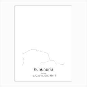 Kununurra,Australia Minimalist Map Art Print