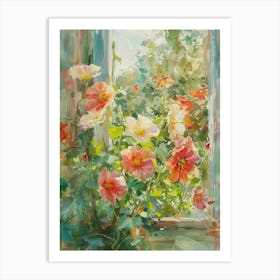 Nasturtium Flowers On A Cottage Window 3 Art Print