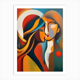 Kiss Abstract Women Art Print