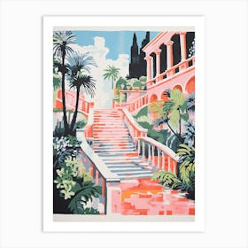 Villa Deste Gardens Abstract Riso Style 2 Art Print