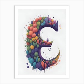 Colorful Letter E Illustration 32 Art Print