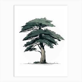 Cypress Tree Pixel Illustration 2 Art Print