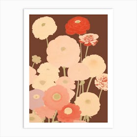 Ranunculus Flower Big Bold Illustration 2 Art Print