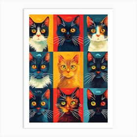 Beautiful Painting Funky Cats 11 Art Print