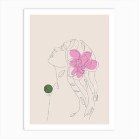 Portrait Of A Woman With A Flower Wall Art Art Print