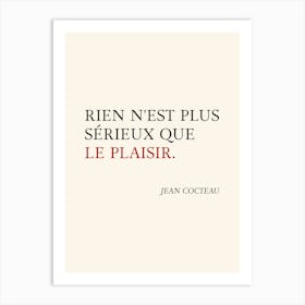 Le PLAISIR. French Quote Typography Art Print