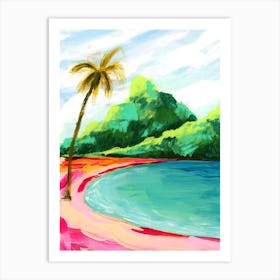 Hawaiian Volcano Palm Tree Beach Landscape Art Print