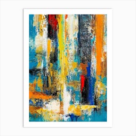 Abstract Painting, Acrylic On Canvas, Blue Color Art Print