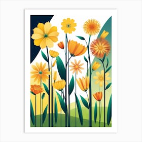 Yellow Flowers Background Art Print