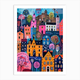 Kitsch Colourful Edinburgh Cityscape 4 Art Print