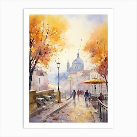 Bratislava Slovakia In Autumn Fall, Watercolour 2 Art Print