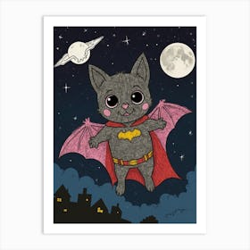 Bat Cat Canvas Art Art Print