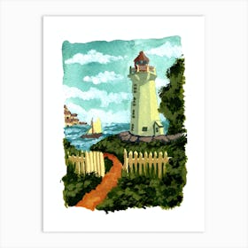 Beach Lighthouse Art Print