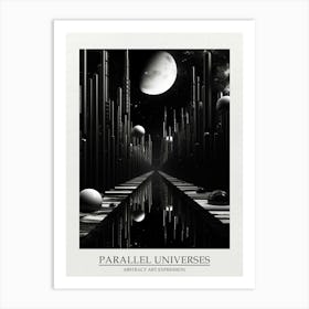 Parallel Universes Abstract Black And White 3 Poster Art Print