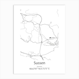 Sussen,Germany Minimalist Map Art Print