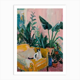 Cat In Yellow Chair Art Print