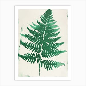 Green Ink Painting Of A Golden Leather Fern 3 Art Print