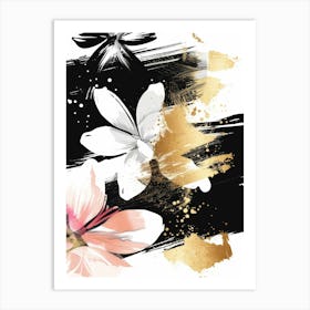 Black And Gold Floral Painting 2 Art Print