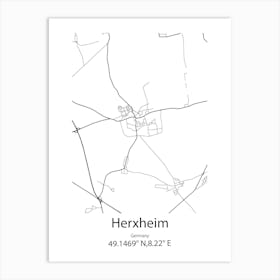 Herxheim,Germany Minimalist Map Art Print