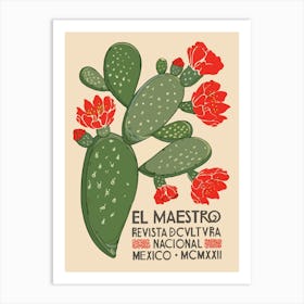 Mexican Art El Maestro Magazine Revista Green Cactus Art Print