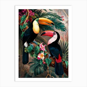 Toucans In Tropical Forest Art Print