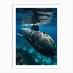 Submarine In The Ocean-Reimagined 45 Art Print