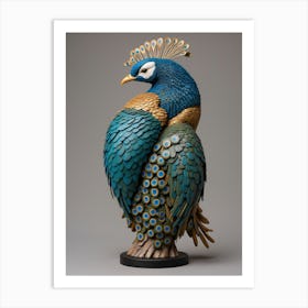 Peacock Statue Portrait Art Print