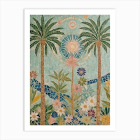 Pastel Palm Trees Mosaic Art Print