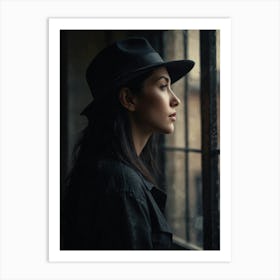 Portrait Of A Woman In A Hat Art Print