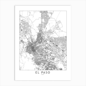El Paso White Map Art Print
