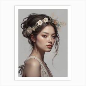 Asian Girl With Flowers 2 Art Print