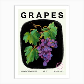 Grapes Fruit Kitchen Typography Art Print