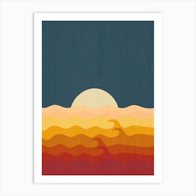Midcentury Modern Ocean Sunrise Art Print