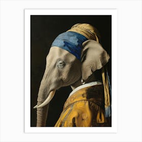 Elephant With Pearl Earring Art Print