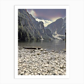 Rocky Shore In The Mountains Art Print