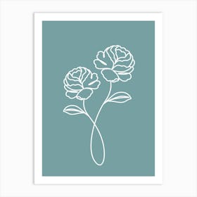 Peony Flowers Linear Art Print