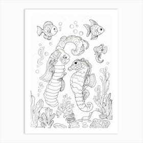 Seahorse Coloring Page Art Print