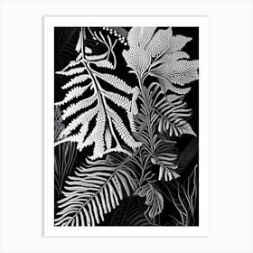 Southern Maidenhair Fern Wildflower Linocut Art Print