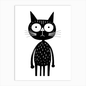 Ink Cat Line Drawing 8 Art Print