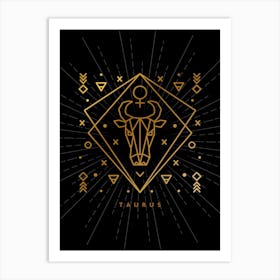 Taurus Zodiac Sign — Zodiac geometric Art Print