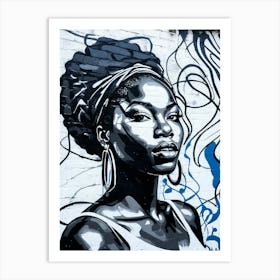 Graffiti Mural Of Beautiful Black Woman 107 Art Print